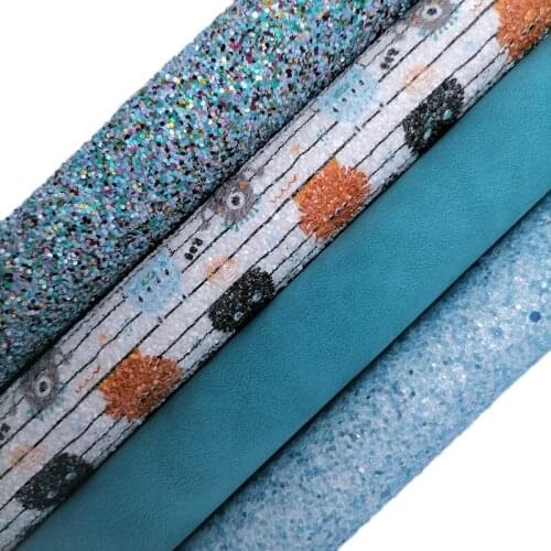 Blue Chunky Glitter leather, Monsters Stripes Printed Glitter Vinyl Fabric, Suede Faux Leather Sheets For Bows DIY 21x29CM KM713