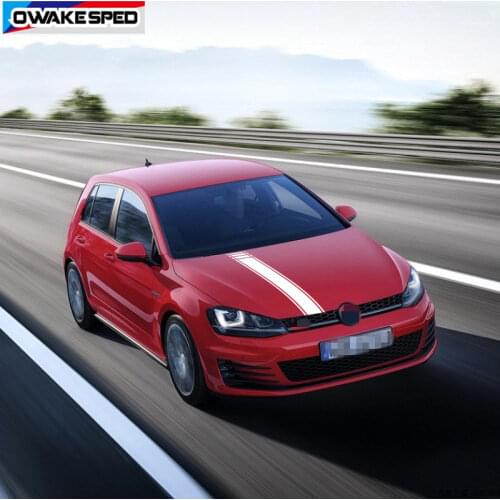 Carbon Fiber Sport Stripes Car Hood Bonnet Sticker For Volkswagen Golf 4 5 6 7 8 Auto Engine Cover Decor Vinyl Decals