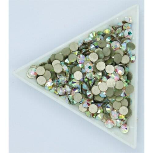 Super Glitter ss3-ss50 Gold Crystal AB Flat Back Non HotFix Nail art Rhinestone Glass Nail Art Decorations Mix Rhinestone