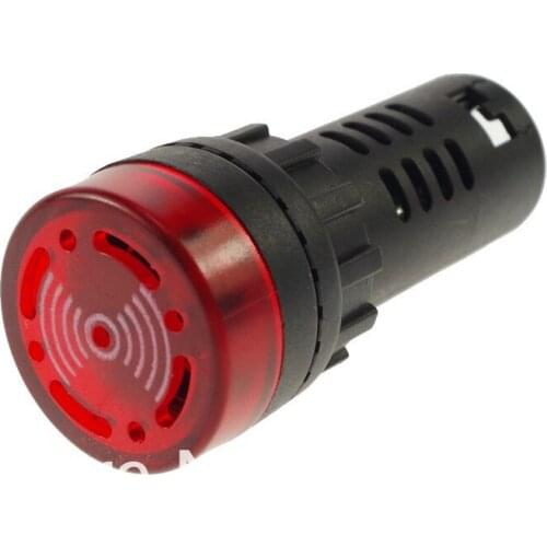 LOT 5 Red 24VDC 22mm Mounting LED Indicator Light Lamp With Buzzer 60mm Height Switch