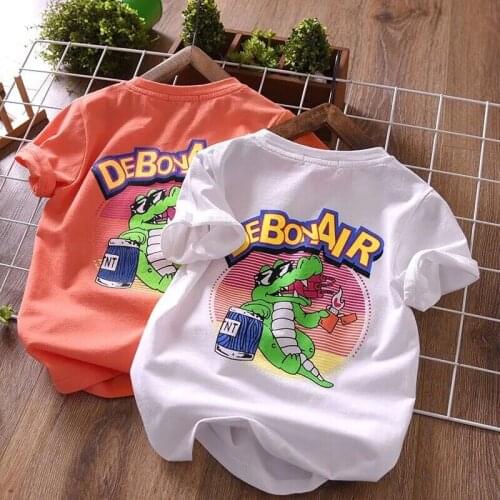 Boys Top Children Clothing Round Neck Printing Korean Half-sleeve Boys Short-sleeve T-shirt Summer