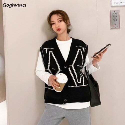 Sweater Vest Women Spring Korean Style Argyle Casual All-match Sleeveles Plus Size 3XL Jumper Simple Streetwear Retro Fashion