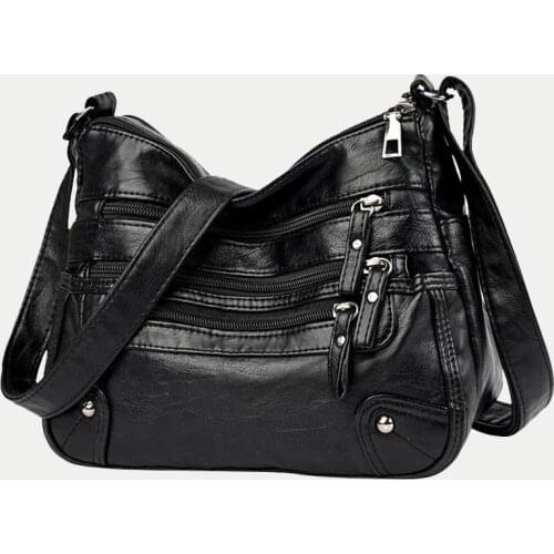 High Quality Womens Soft Leather Shoulder Bags Multi-Layer Vintage Crossbody Bag Luxury Designer Female Handbag and Purse