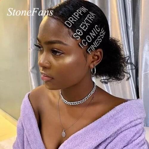 Stonefans Bling Rhinestone Letter Hair Pins Accessories for Women Custom Money Crystal Word Hair Clip Bride Wedding Jewelry Gift