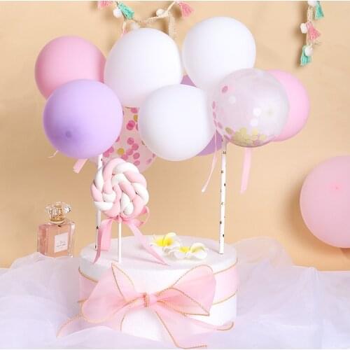 1 Set 5 Inch Balloon Cake Topper Cloud Shape Confetti Balloons for Birthday Baby Shower Wedding Party Decor Home Baking Supplies