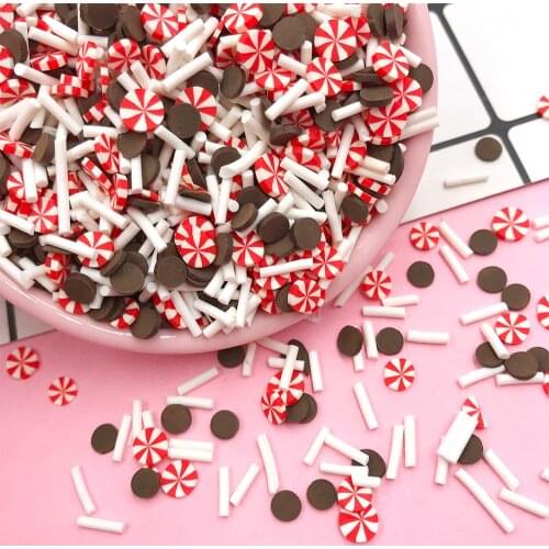 100g Polymer Clay Slice Sprinkles for Crafts Making Round Candy Fake Food DIY Nail Arts Christmas Decor Slimes Filling Material