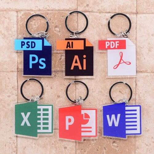 2019 Software Icon Keychain Double Sided Key Chain Acrylic Pendant Anime Accessories Cartoon Key Ring