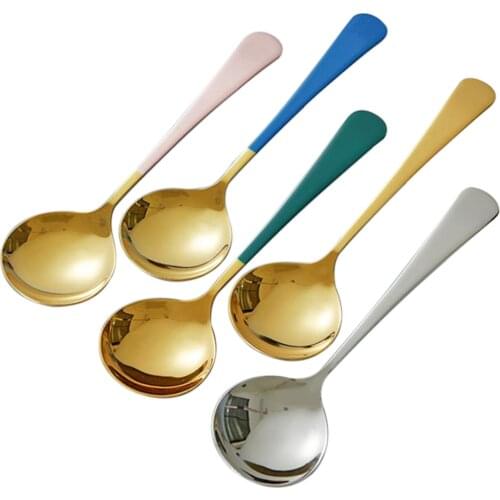 2020 New Large Soup Spoon Stainless Steel Round Head Table Spoon Dinner Serving Accessories for Home Kitchen товары для кухни