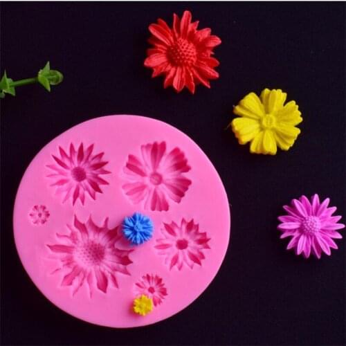 3D Sunflower Rose Flowers Silicone Cake Border Decoration Sugarcraft Cake Mold Polymer Clay Crafts DIY Kitchen Tool