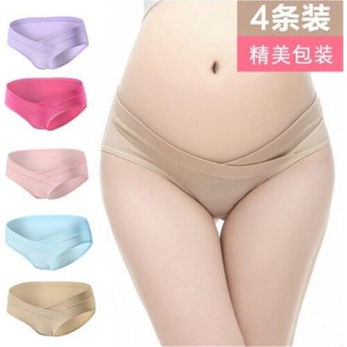 4Pcs/Lot Cotton V-Shaped Low Waist Maternity Underwear Pregnant Women Underwear Maternity Panties Pregnancy Briefs Women Clothes