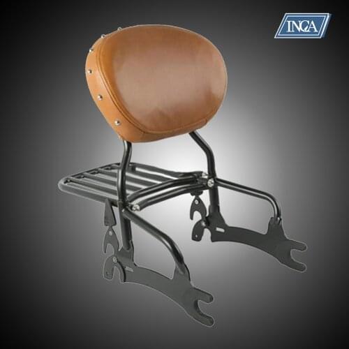 INCA Customization Motorcycle Adaptations Accessory Retro Tan Backrest With Luggage Rack for indian dark horse chief