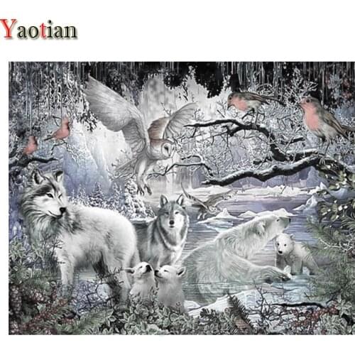 Wolf Bear Bird Forest Diamond Painting 5D Diamond Mosaic Cross Stitch Kit Diamond Embroidery Full Square Drill Home Decoration