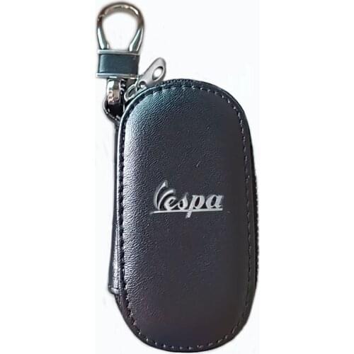 KUNBABY 1 Pcs Black Leather Black Line Motorcycle Key Case Cover Key Holder Key Wallet Key Chains For Vespa Free Shipping