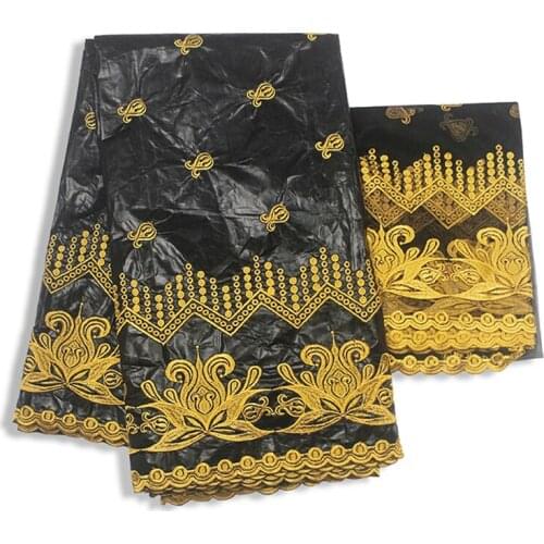 Cotton Tissu Africain Bazin Brode Tissues High Quality Beading Fabric Embroidery French Tulle Lace Dress Materials 5+2 yards/lot