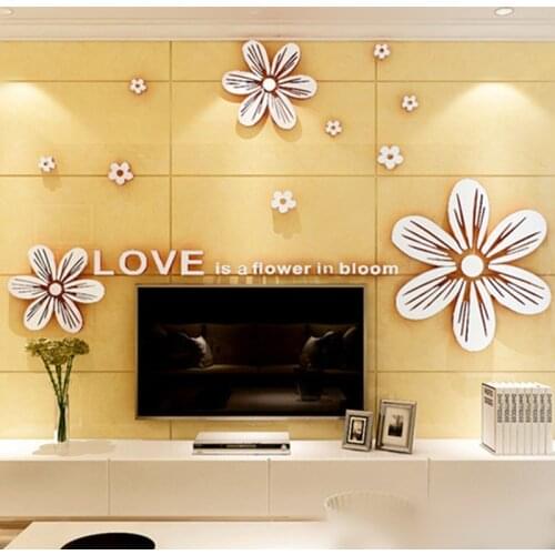 Exquisite Flower Wall Sticker Quality Crystal Acrylic Decals Murals For Home Decor 3D Paintings TV Background Art Wallstickers