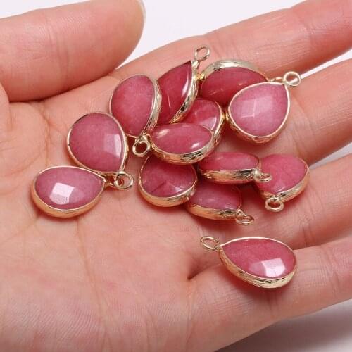 Watermelon Red Stones Drop-shaped Semi-precious Stones Connector For Jewelry Making Temperament Accessories Size 13x23mm