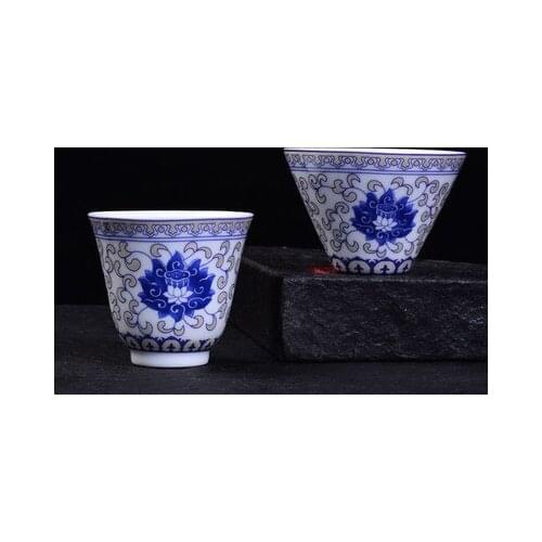 Jingdezhen Ceramic Enamel Teacup Japanese Style Single Cup Antique Blue And White Porcelain Black Tea Tea Bowl Teaware
