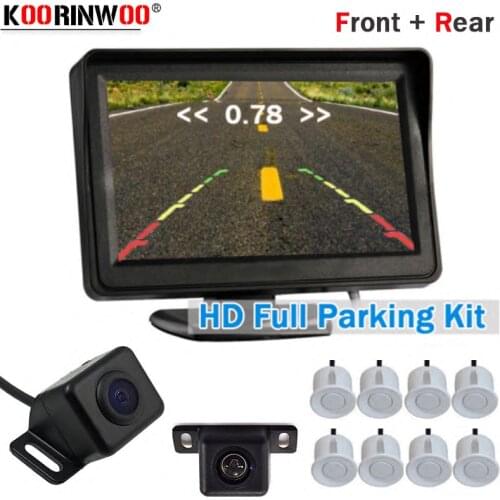 Koorinwoo Auto Parktronik LED Car Parking Sensor Kit Sensors Reverse Backup Camera Front Radar Monitor Screen Detector Black Red