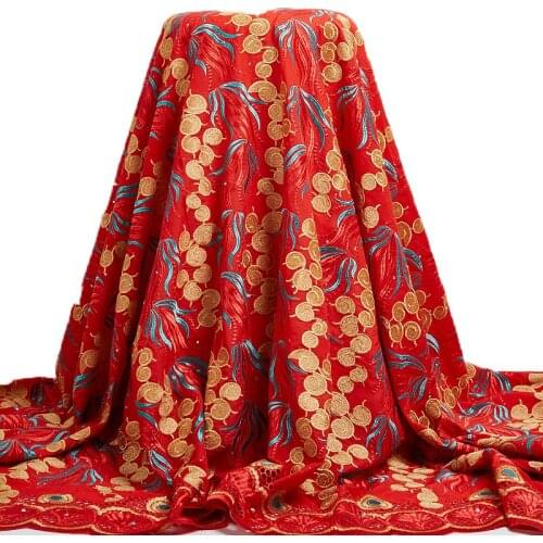Zhenguir Red Swiss Voile Lace Cotton Fabric Afircan Lace Fabric 2021 Embroidery Wedding Women Nigerian Sewing Dress Party A 2471