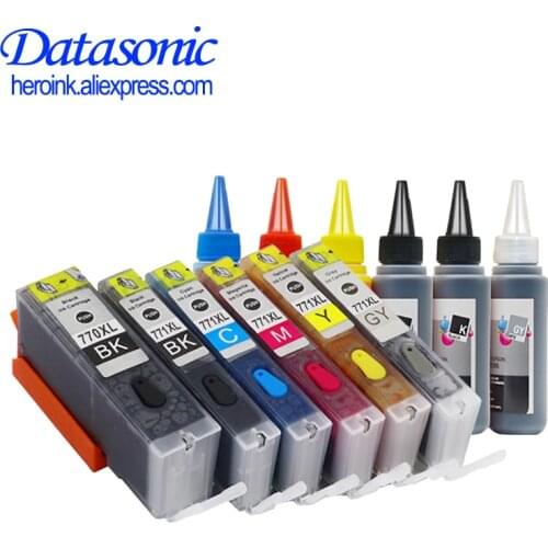 Datasonic PGI770 CLI771 refillable full ink cartridges For canon MG5770 MG6870 TS5070 TS6070 TS8070 printer with chip