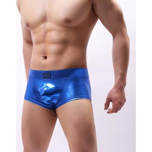 Aussiebun mens imitation leather boxers youth colorful small hollow underwear