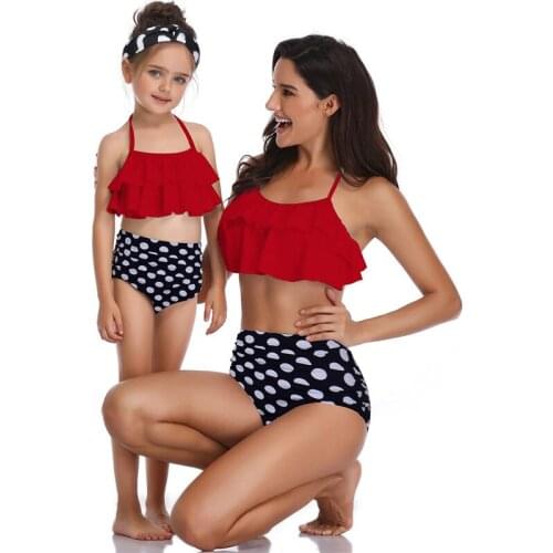 Matching family swimsuits mother and daughter swimsuit kids girl sexy women swimwear little sister big sister family swimwear