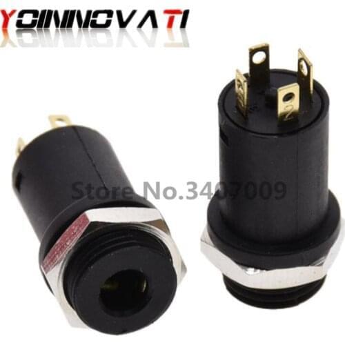 5pcs PJ-31640 3.5mm 4 Channel Female Headphone Stereo Jack Panel Mount Connector Audio Video Vertical Socket Gold Plated