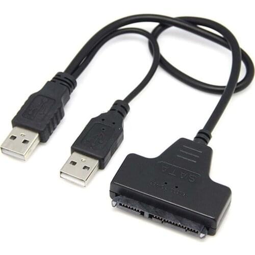Portable Double USB 2.0+7Pin Connector External PC SSD Hard Disk Drive Adapter USB To SATA 2.5" Converter Lead Cable