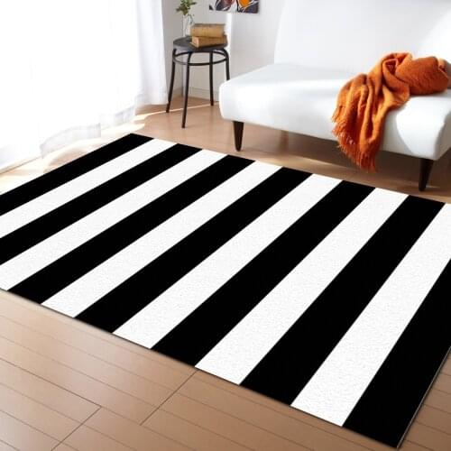 Simple Black And White Stripes Carpets for Living Room Childrens Room Carpet Bedroom Bedside Blanket Kitchen Doormat