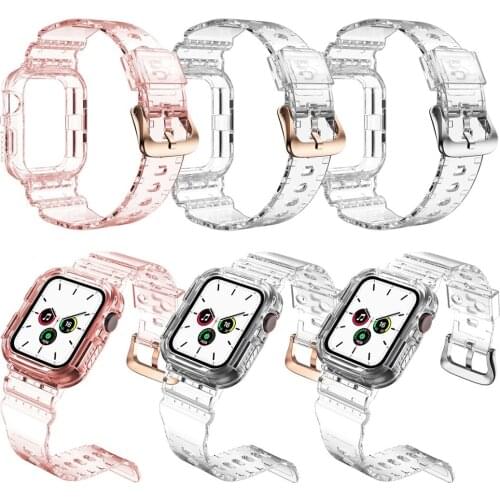 Transparent Strap For iWatch Apple Watch Series 6 5 4 3 40/44 mm Fashion TPE Clear Case Band Strap Replacement Wrist Band