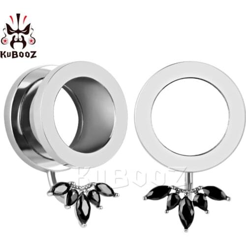 KUBOOZ Piercing Ear Gauges Stainless Steel Flower Earrings Plugs Tunnel Stretcher Studs Body Jewelry Expander 10PCS Fashion Gift