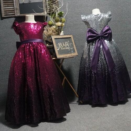 Real Picture Bling Bling Sparkly Sequin Girls Birthday Party Dresses Children Girls Celebration Princess Sequin Dresses Gowns