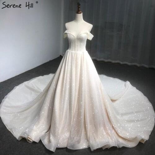 Luxury High-end Off Shoulder Sparkle Wedding Dresses 2020 New Sexy Fashion Vintage Bridal Gown Real Picture HA2389