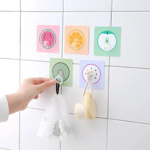 Self Adhesive Fruit Clothes Hanger Wall Mounted Coat Hook Decorative Key Holder Hat Scarf Handbag Storage Hanger Bathroom Rack