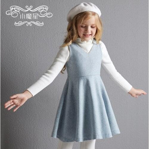 Girls' Sundress Autumn And Winter Girls' Princess Dress New Style Little Girl Base Full Body Dress Korean-style Western Style