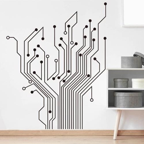Circuit Tree Ver 2.0 Geek Wall Decal Baby Nursery Kids Room Geekery Computer Science Circuit Board Wall Sticker Bedroom Vinyl