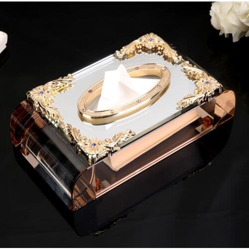 Nordic Luxury Tissue Boxes Crystal Creative Tissue Case Living Room Decoration Desk Organizer Tisue Box Gold Tissue Box AB50ZJ