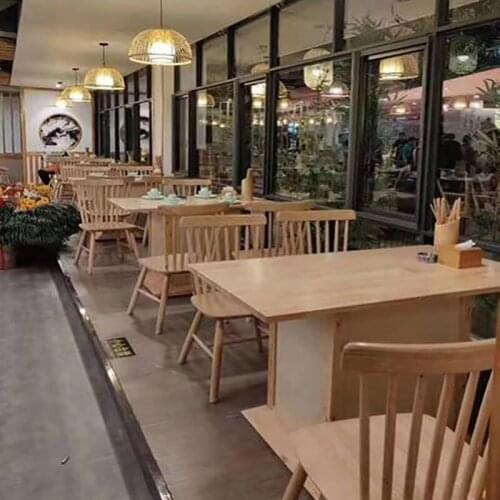 Nordic Chair Solid Wood Hotel Table And Chairs Combination Commercial Restaurant Round Chinese Furniture Square Rectangular