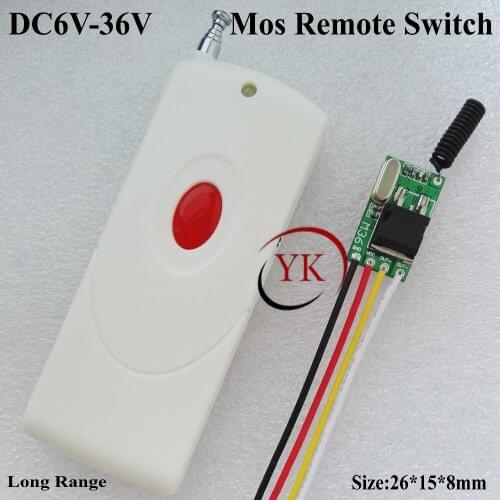 LED Lamp Bulb Remote Lighting Switches DC 6V 7.4V 9V 12V 13.8V 16V 24V 28V 36V Wide Range Voltage RF Wireless Switch RX TX Long