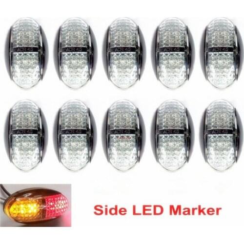 Fuleem 10PCS 12V 24V DC 4 LED CLEARANCE LIGHTS SIDE MARKER LED TRAILER TRUCK AMBER RED Waterproof