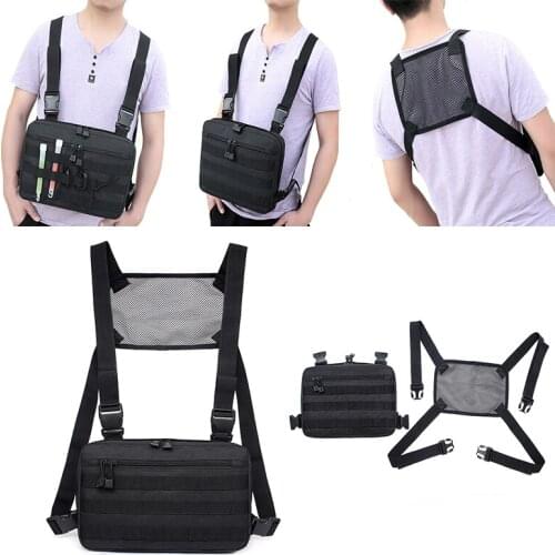 Tactical Military Chest Bag Molle Multi-Functional Combat Front Vest Backpack Outdoor Hunting Hiking Tool Pouch Detachable Strap