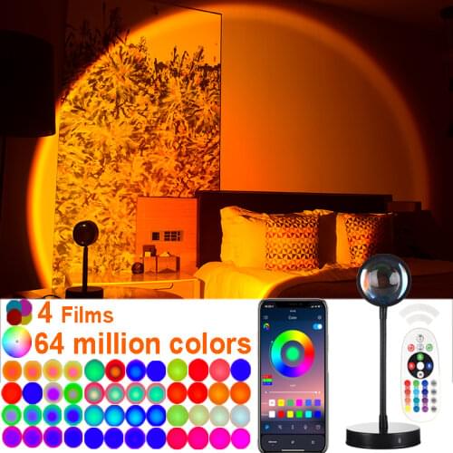 16 Colors Sunset Projector Lamp Night Light Living Room,Bar,Cafe Bedroom Decoration,Meditation,Yoga,Photographic Lighting