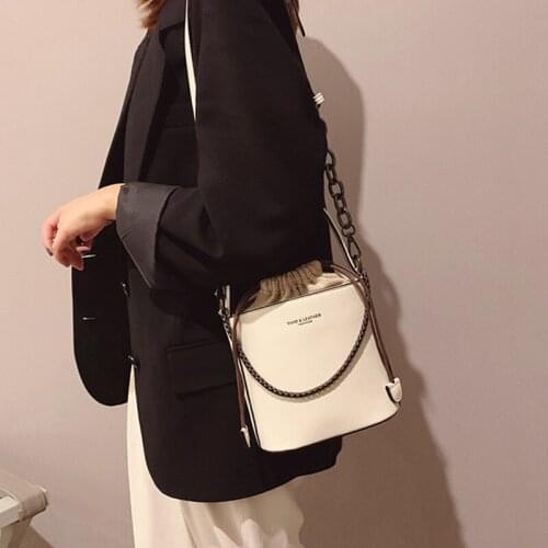 Girl Dating Shopping Bucket Crossbody Women Casual Messenger Bag Mini Handbag Solid Color String Chain Vintage Bags Design Brand