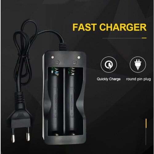 Battery Charger Black 2 Slots 18650 Charger AC 110V 220V Dual For 18650 Battery 3.7V Rechargeable Li-Ion Battery Charger EU Plug