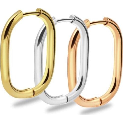 Prevent Allergy Stainless Steel Earrings Charm Women Jewelry Vintage Simple O Shaped Titanium steel Party Accessories Gifts