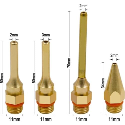 1PC Hot Melt Glue Gun Nozzle Pure Copper Small-bore Long Short Large 2.0x70mm 3.0x50mm 2.0x50mm 34x2.0mm Glue Gun Accessories