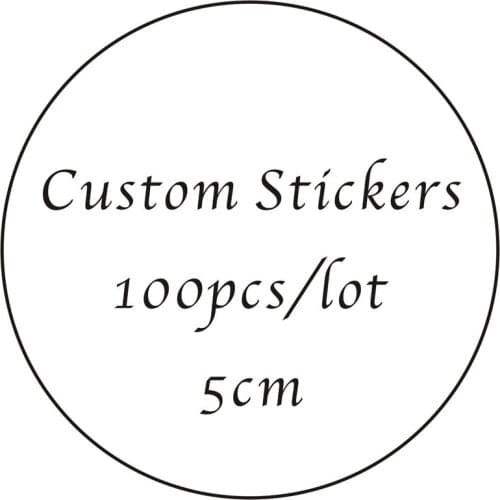 100PCS/lot 5cm White Custom Stickers Logo Clear Personalized Labels Kraft Customized Logos Sticker Self-adhesive For Gift Party