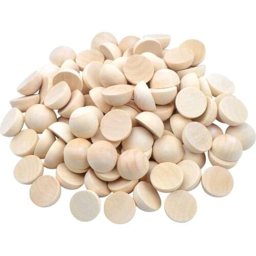 100pcs Unfinished Half Wooden Balls Mini Hemisphere Half Craft Balls For DIY Projects Kids Arts And Craft Supplies (20mm)