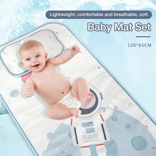 2021 Summer Kids Mattress Cartoon Litttle Bear Cotton Cute Mattress Baby Folding Mat Soft Thicken Toddler Nap Mat with Pillow