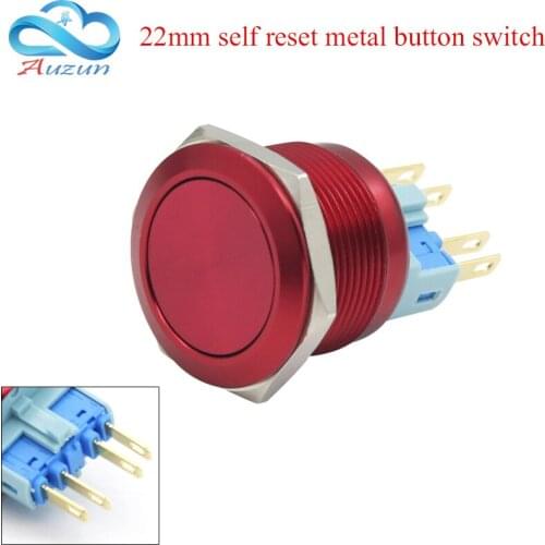 22MM metal button reset oxidation red start modified button switch often open a closed moment
